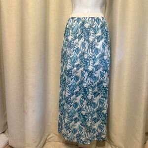 H&M Divided Blue Tropical Maxi Skirt STRETCH WAIST Size 6 BEACH COVER
